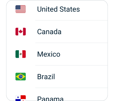 StrongVPN connect step 2, choose VPN server location